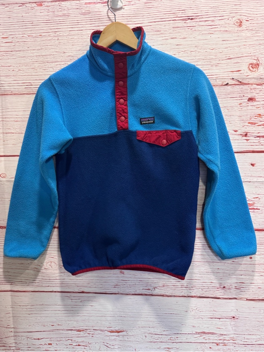 Patagonia Boys' Lightweight Synchilla Snap-T Pullover in Channel Blue Sz M 10 - Picture 3 of 11